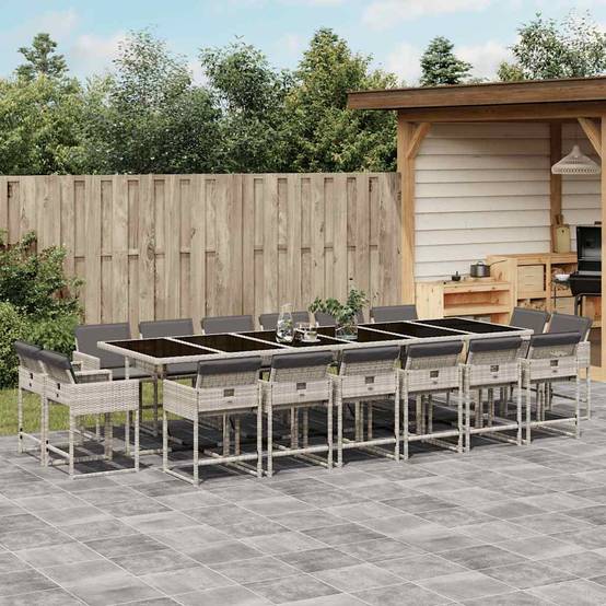 ComfortXL - Table et 16 Chaises de Jardin Encastrables Grises, Salon de Repas Grande Capacité – ComfortXL Outdoor Living - Image 1