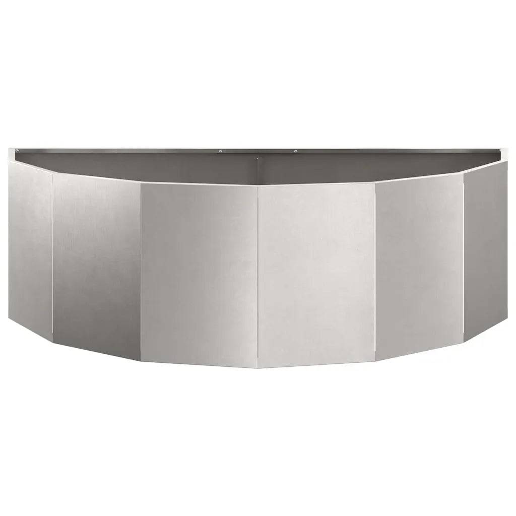Helloshop26 - Jardinière demi-ronde moderne extérieur 120 x 60 x 35 cm facile à entretenir design contemporain en acier inoxydable argent - Image 2