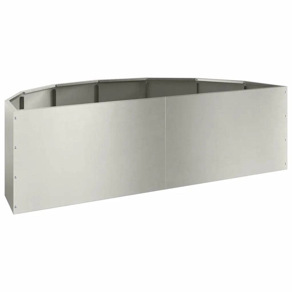 Helloshop26 - Jardinière demi-ronde moderne extérieur 120 x 60 x 35 cm facile à entretenir design contemporain en acier inoxydable argent - Image 4
