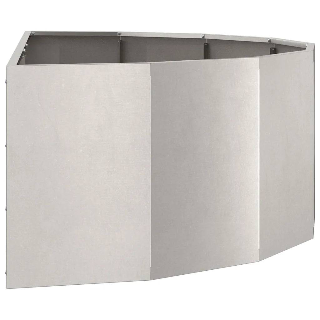Helloshop26 - Jardinière demi-ronde moderne extérieur 120 x 60 x 35 cm facile à entretenir design contemporain en acier inoxydable argent - Image 3
