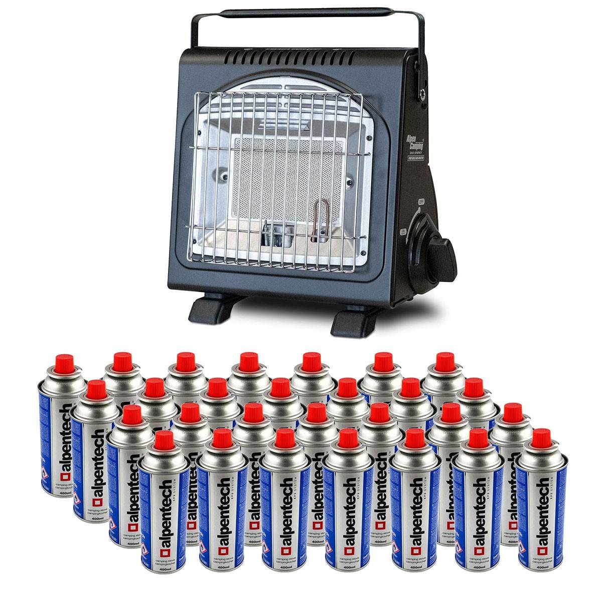 Chauffage à gaz portable 1700W Sécurité Thermocouple + 28 Cartouches gaz ALPEN Camping Basses températures - Imagen 1