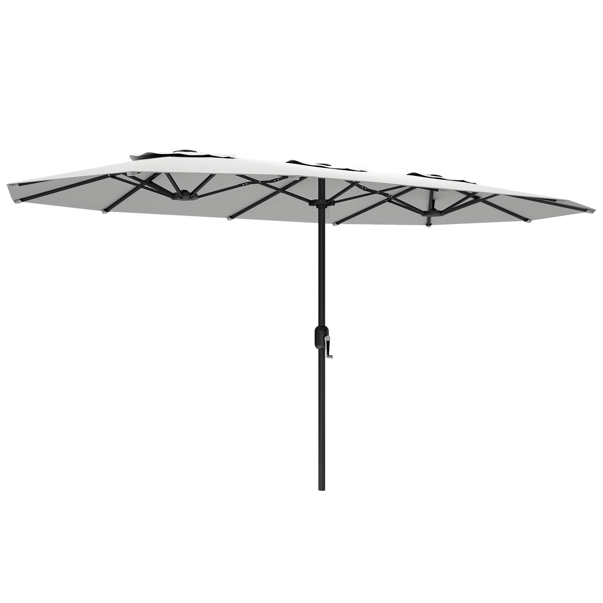 Parasol double jardin 4,6x2,6 m, manivelle manuelle, UV50+, housse resistant eau, blanc - Image 1