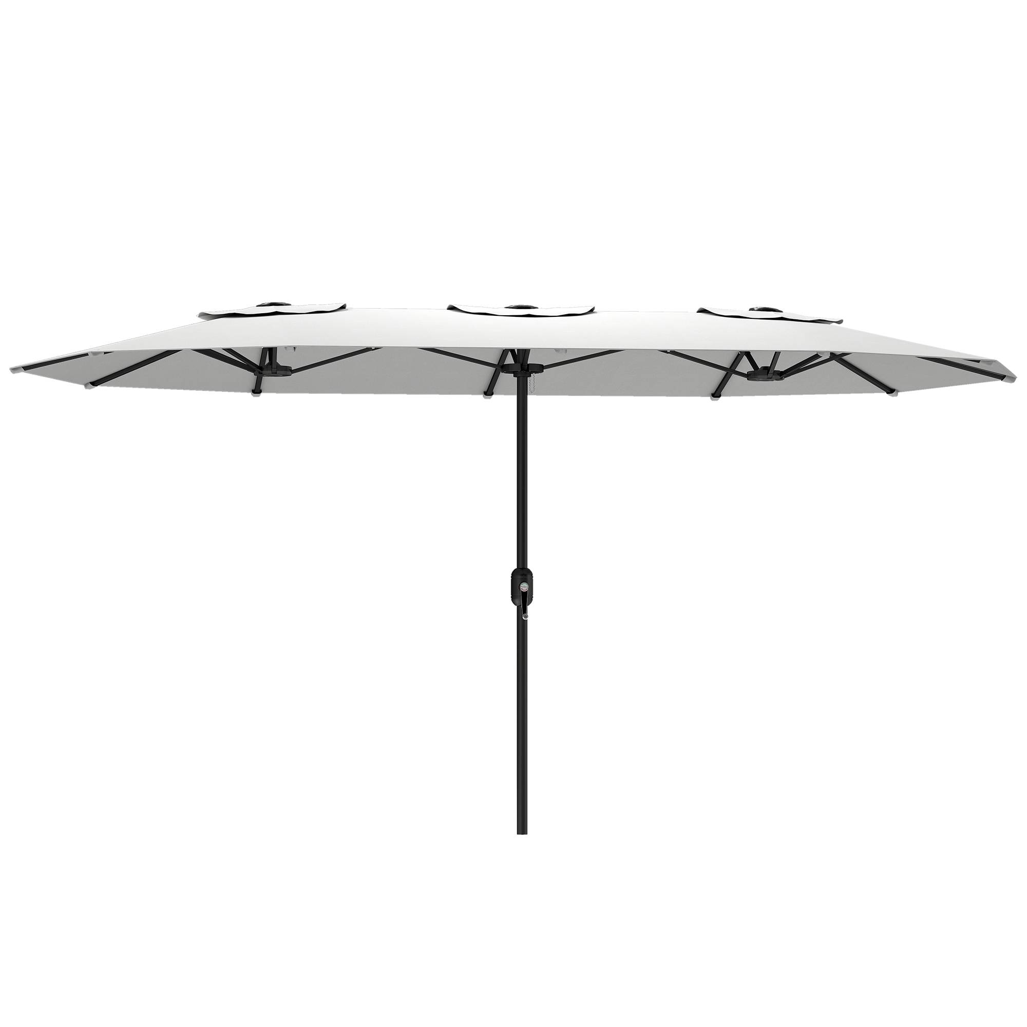 Parasol double jardin 4,6x2,6 m, manivelle manuelle, UV50+, housse resistant eau, blanc - Image 2