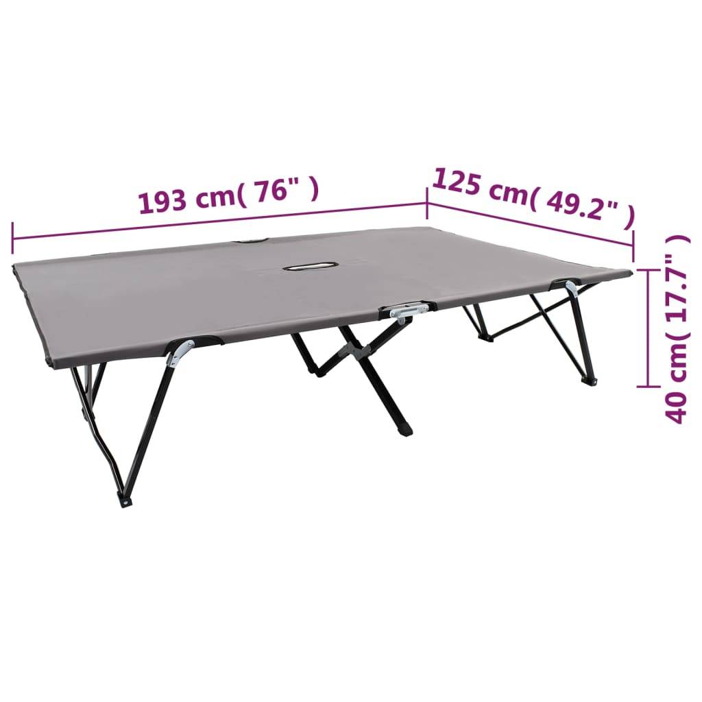 Vidaxl - Chaise longue pliable 2 places Gris Acier vidaXL 47762 - Image 3