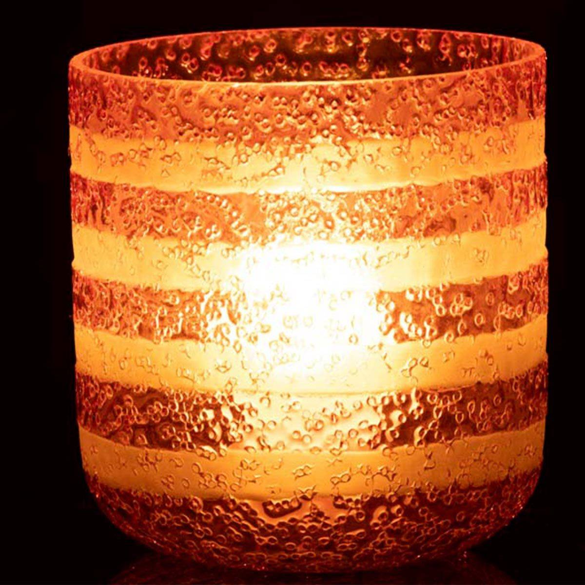 Photophore Design en Verre "Lignes" 15cm Rose - Image 3