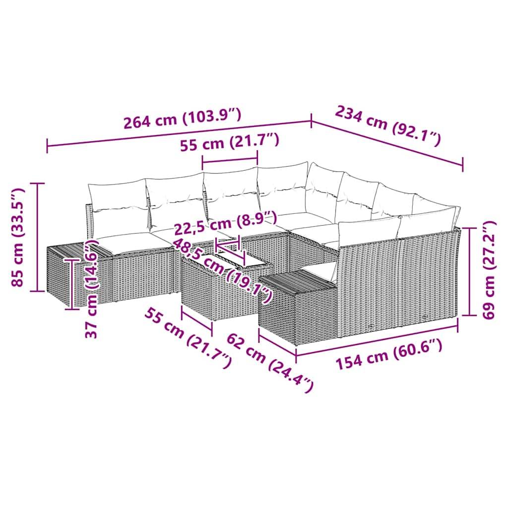 Salon de jardin 9 places polyrotin avec coussins confortables et modulable Beige – ComfortXL Outdoor Living - Image 9