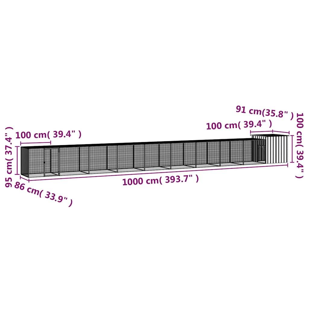 Vidaxl - Cage pour poules Gris 1000x91x100 cm Acier galvanisé vidaXL 3106467 - Imagen 6