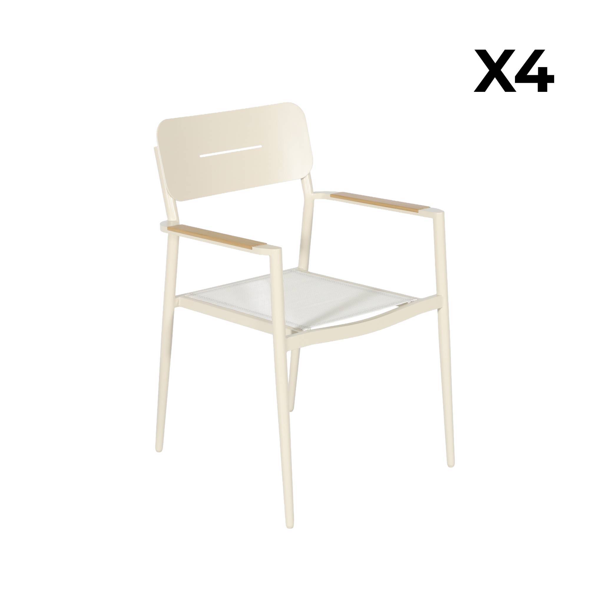 Lot de 4 fauteuils de jardin aluminium et textilène beige - Fira | sweeek - Image 5