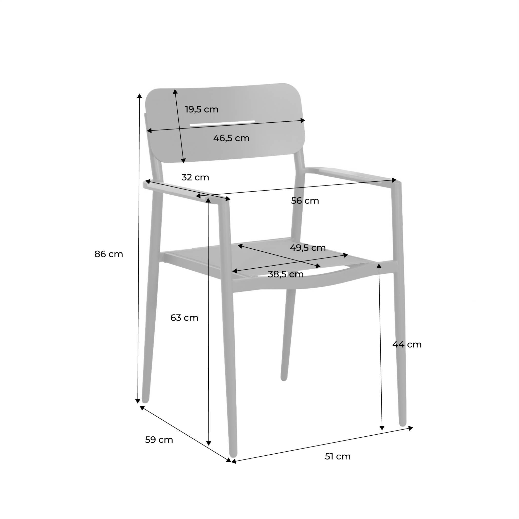 Lot de 4 fauteuils de jardin aluminium et textilène beige - Fira | sweeek - Image 4