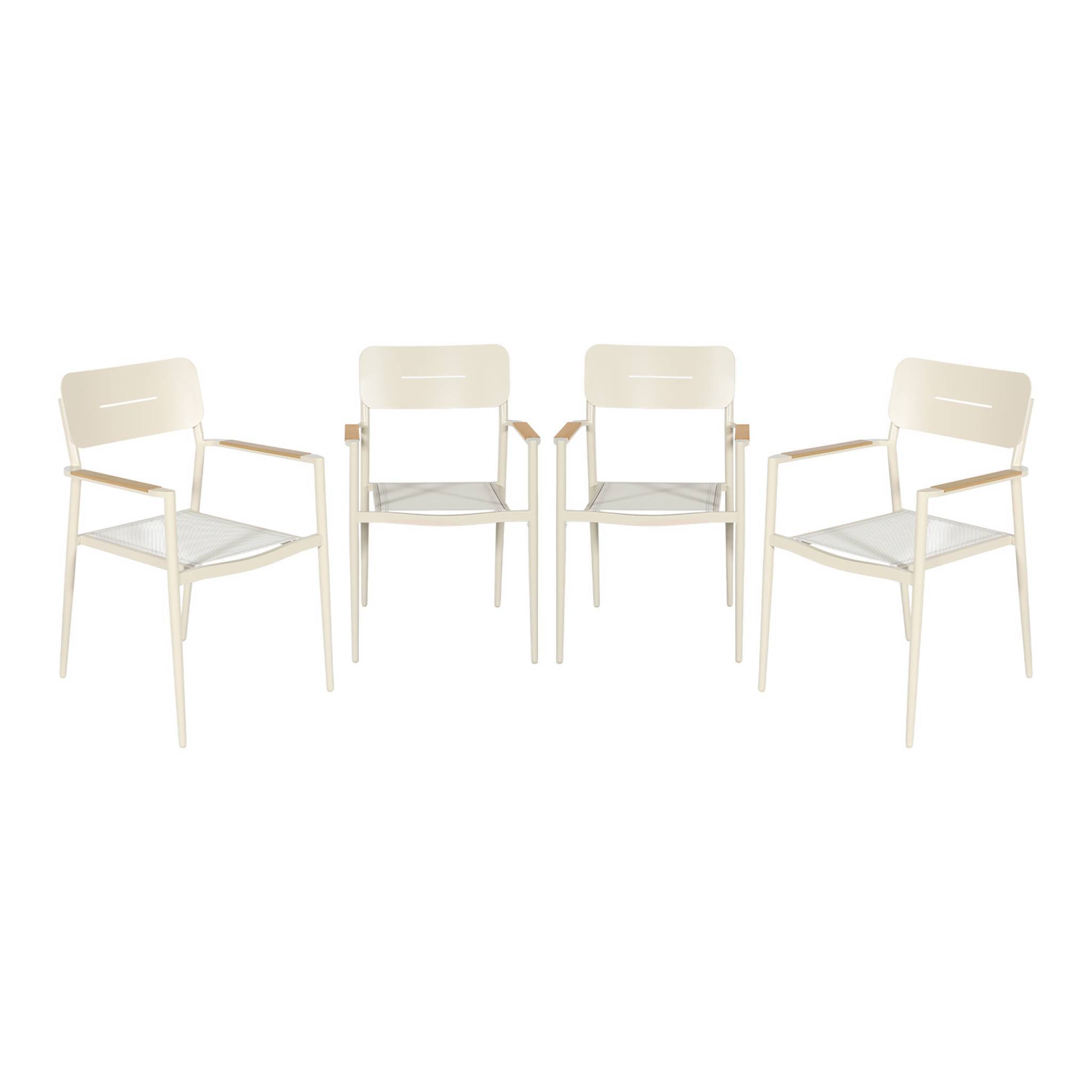 Lot de 4 fauteuils de jardin aluminium et textilène beige - Fira | sweeek - Image 2