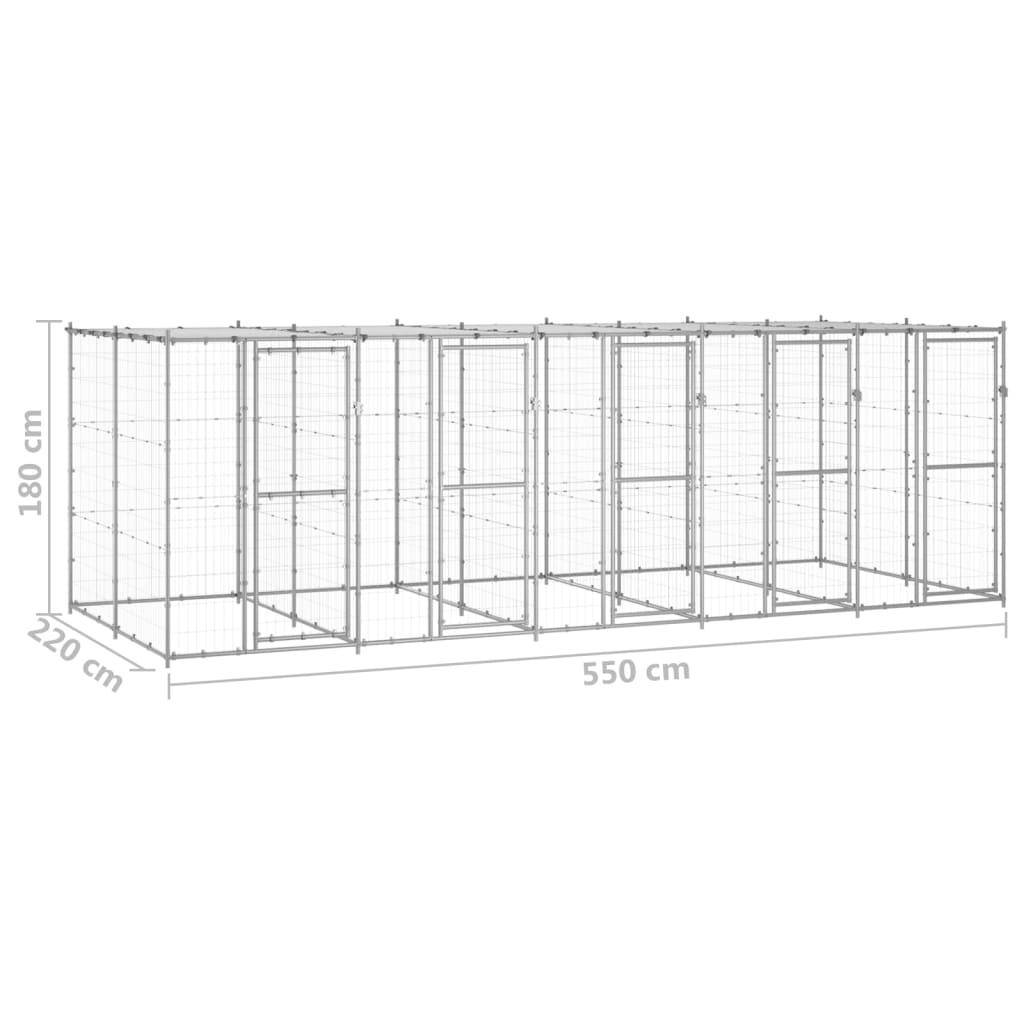 Helloshop26 - Chenil extérieur cage enclos parc animaux chien extérieur acier galvanisé avec toit 12,1 m² - Imagen 2