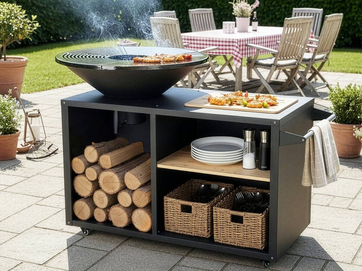 Habitat Et Jardin - Barbecue Plancha Brasero à Charbon Et Bois "maréchal" - ø 81 Cm - Noir -habitat Et Jardin - Image 2