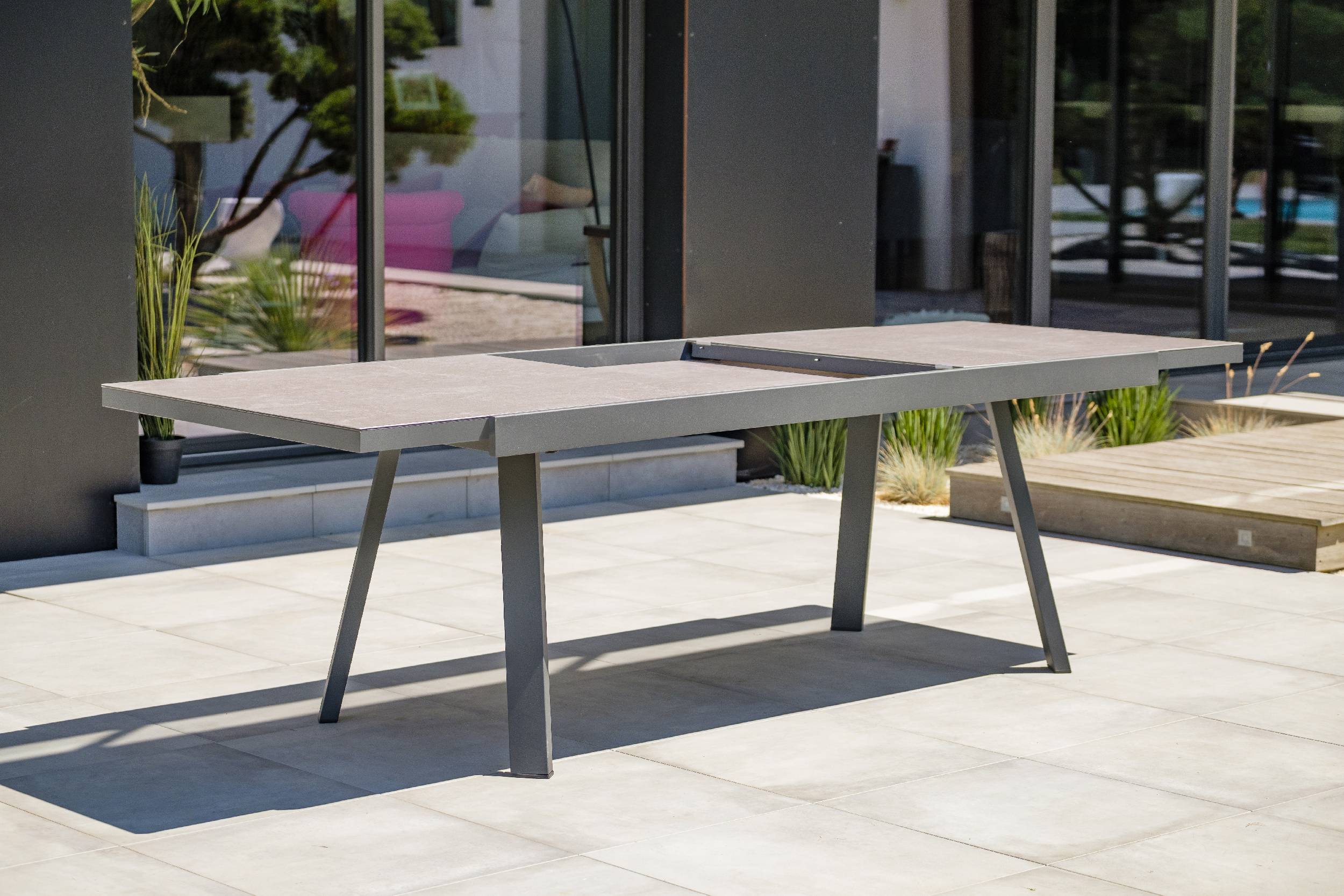 Dcb Garden - Ensemble repas de jardin 10 places en céramique sur verre - Gris anthracite - STOCKHOLM - Imagen 3