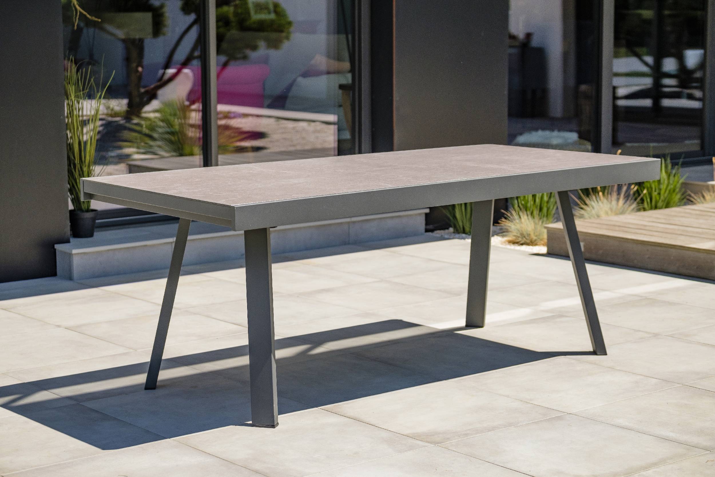 Dcb Garden - Ensemble repas de jardin 10 places en céramique sur verre - Gris anthracite - STOCKHOLM - Imagen 7