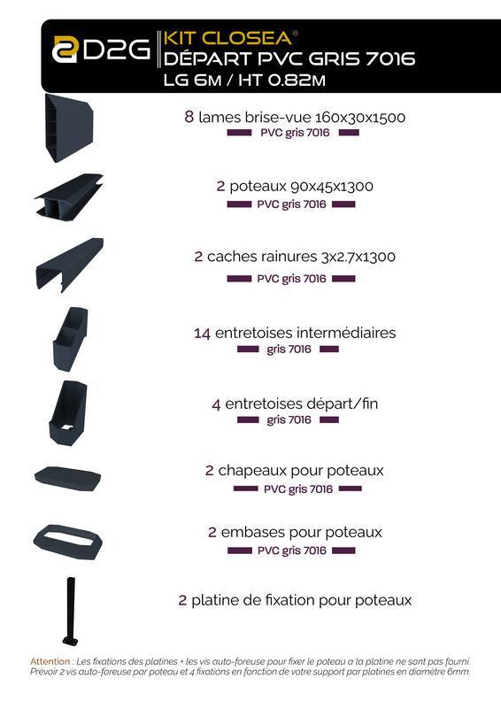 Closea - Kit depart clôture PVC gris - lg : 1m50 x ht :1m30 Closea - Imagen 5