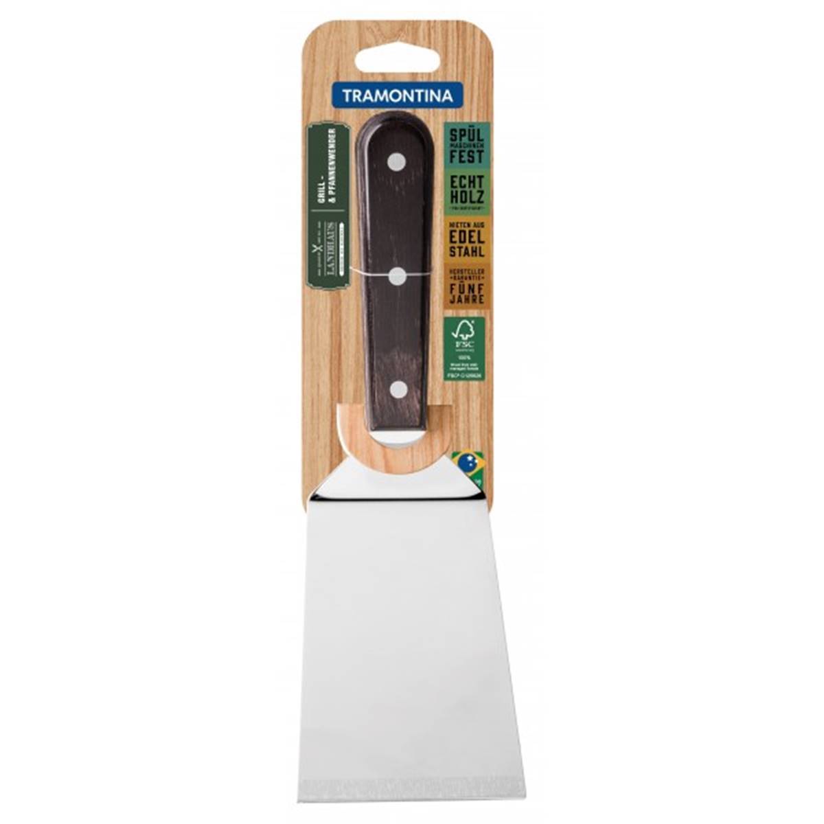 Spatule coudée Churrasco 9x27cm inox & bois - Imagen 2