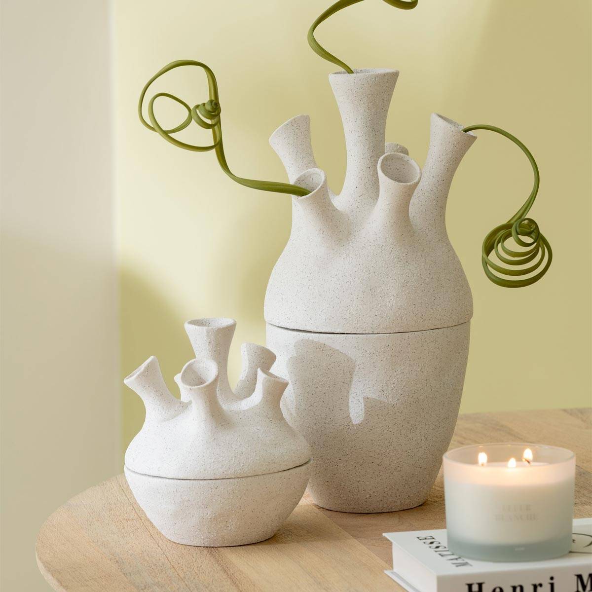 Vase Corail en Argile "Seymour" 29cm Blanc - Image 4