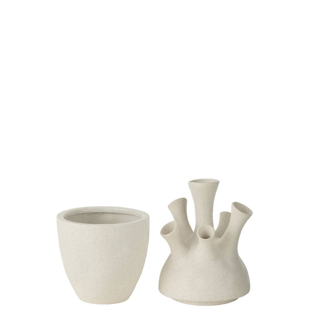 Vase Corail en Argile "Seymour" 29cm Blanc - Image 2