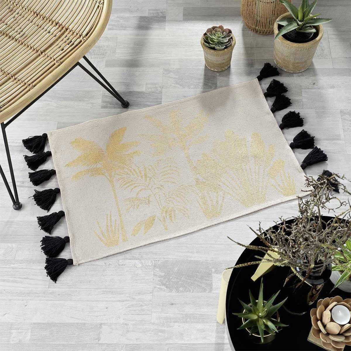 Tapis Déco à Pompons "Karaba" 60x90cm Naturel - Image 3