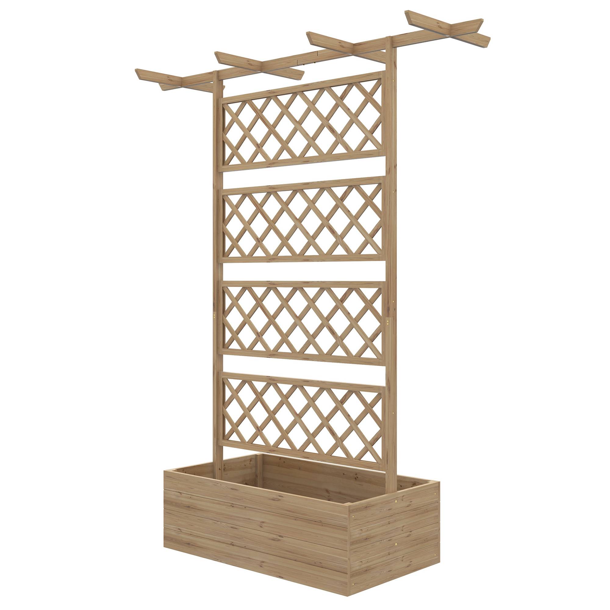 Outsunny - Jardinière sur pied avec treillis pour plantes grimpantes, légumes 160x55x183cm bois de sapin pré-huilé naturel - Outsunny - Image 1