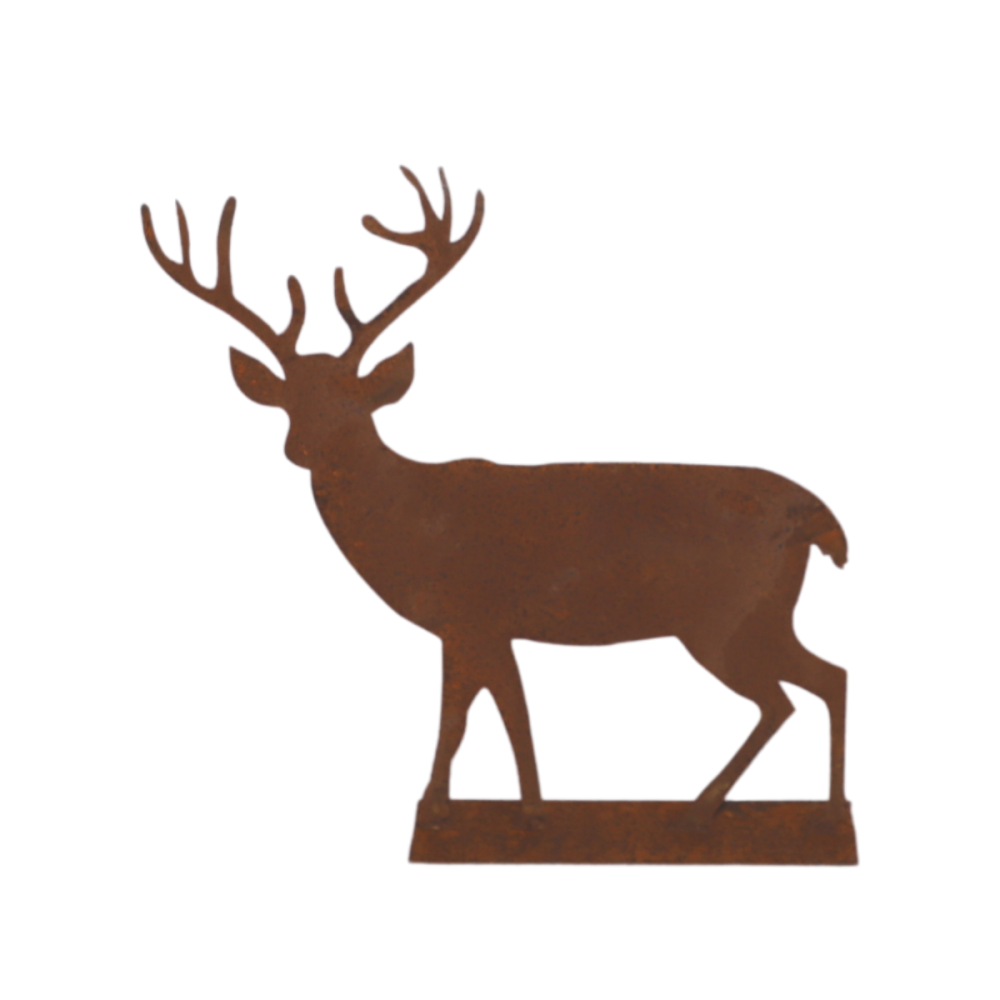 Statue statuette cerf extérieur jardin métal rouillé marron 130cm Chemin de campagne - Imagen 1