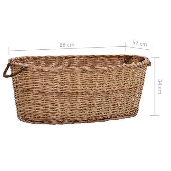 Très grand panier à bûches en osier naturel poignées pour cheminée 88 cm – ComfortXL Outdoor Living - Image 9