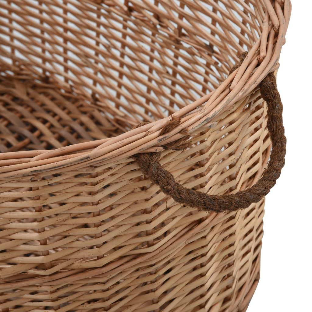 Très grand panier à bûches en osier naturel poignées pour cheminée 88 cm – ComfortXL Outdoor Living - Image 5
