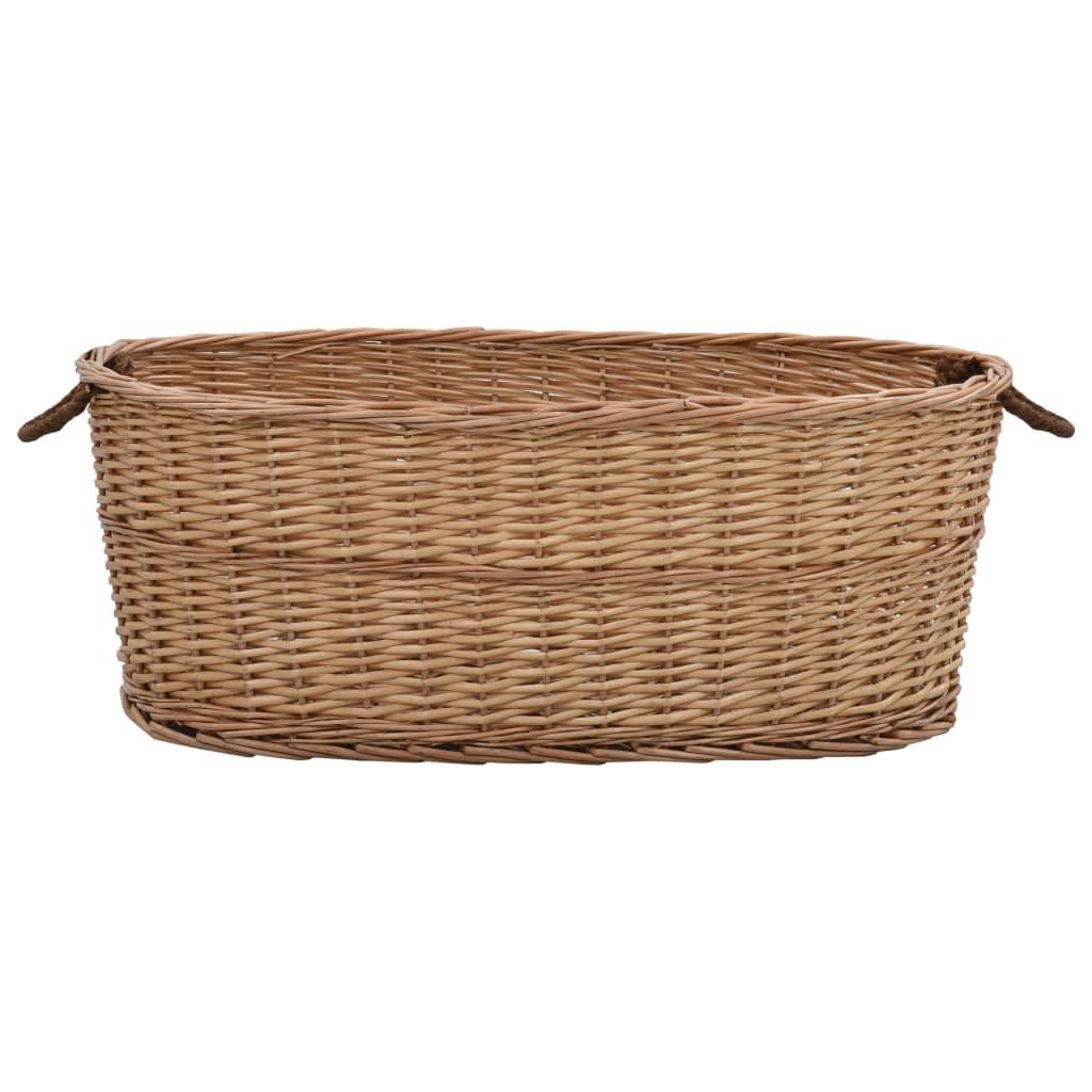 Très grand panier à bûches en osier naturel poignées pour cheminée 88 cm – ComfortXL Outdoor Living - Image 2