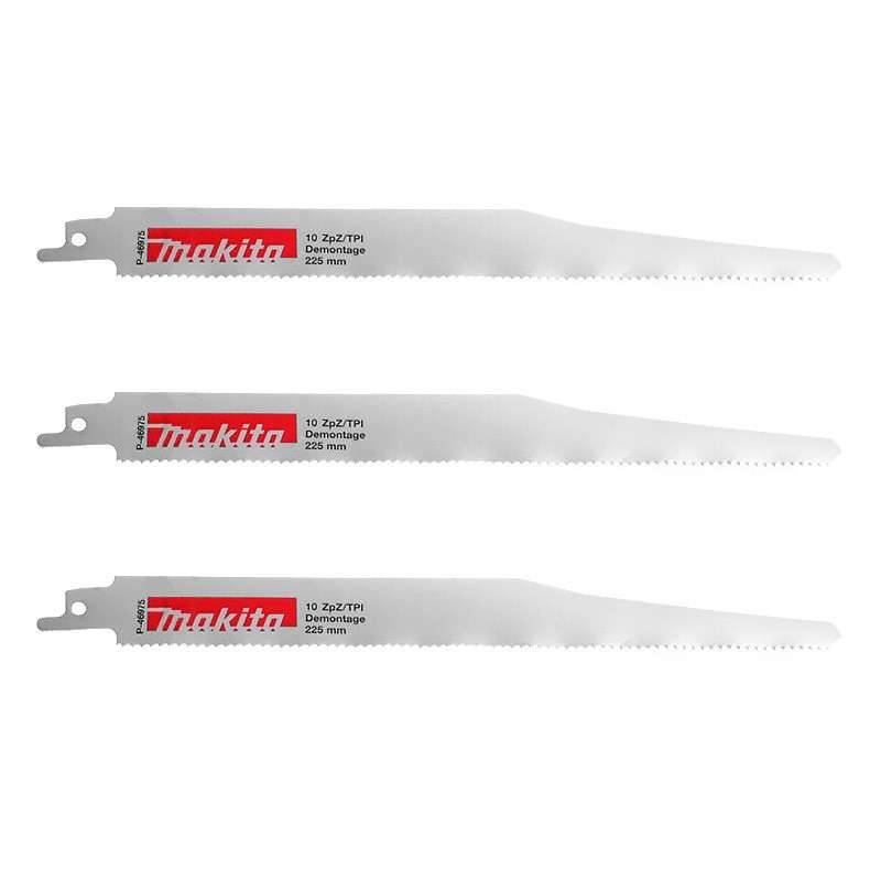 Makita - Lot de 3 lames de scie sabre MAKITA P-46975 Bi-Métal pour coupe droite acier et bois avec reste métal 225 mm Makita