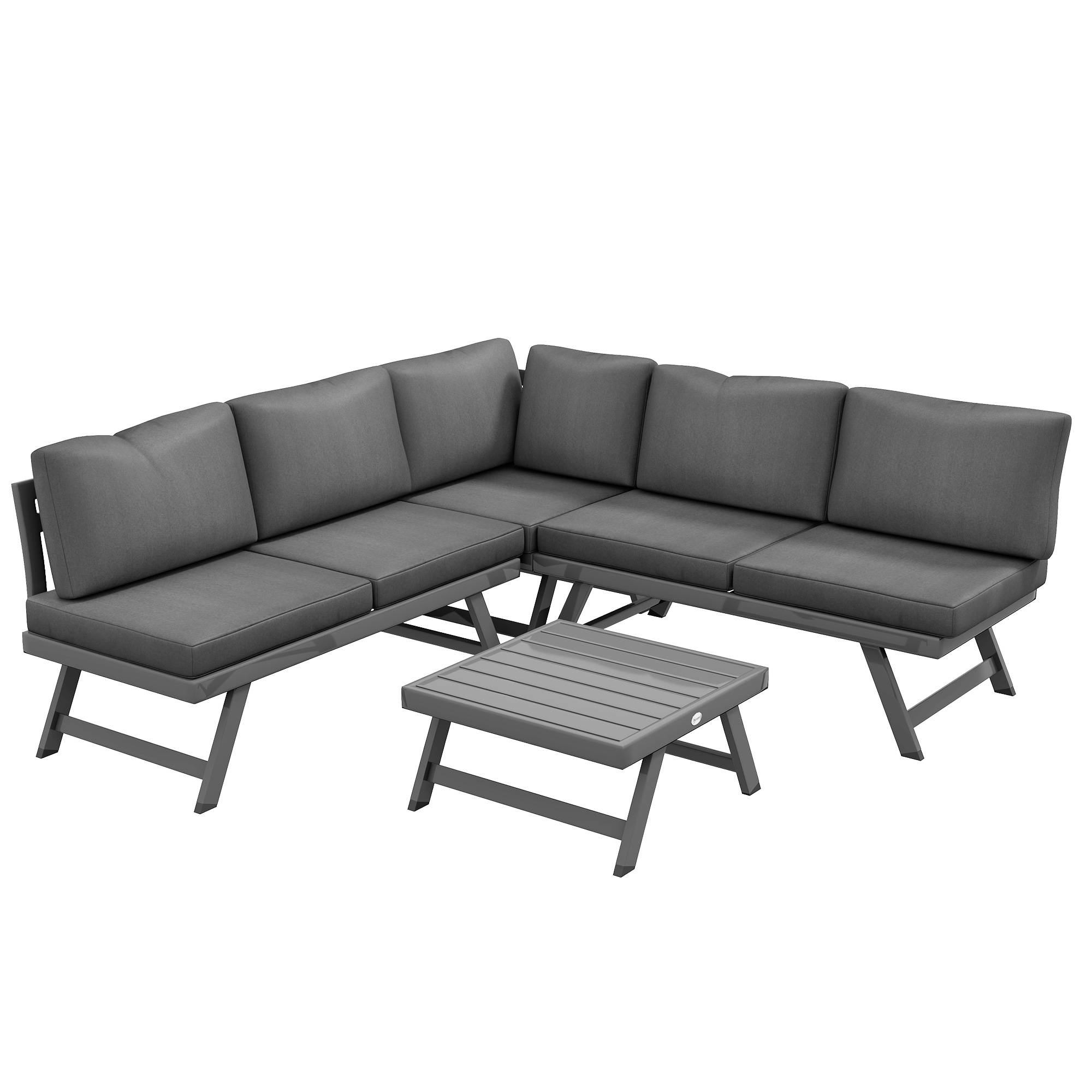 Maison Chic - Ensemble salon de jardin d'angle et convertible 4 pièces avec 2 banquettes, 1 fauteuil d'angle et 1 table basse