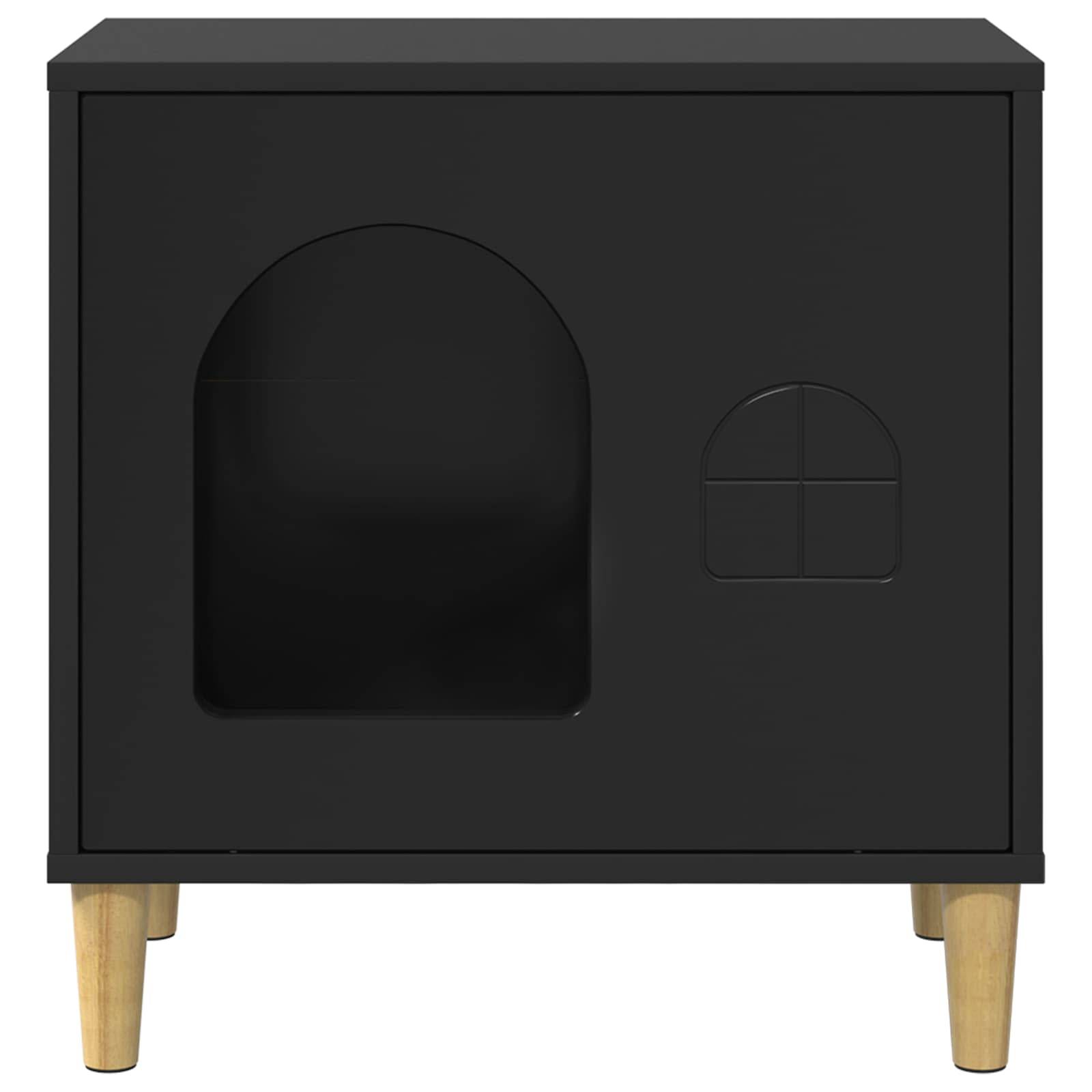 Vidaxl - Maison pour chat Noir 51 x 30 x 52 cm Bois d'ingénierie vidaXL 8000663 - Image 6