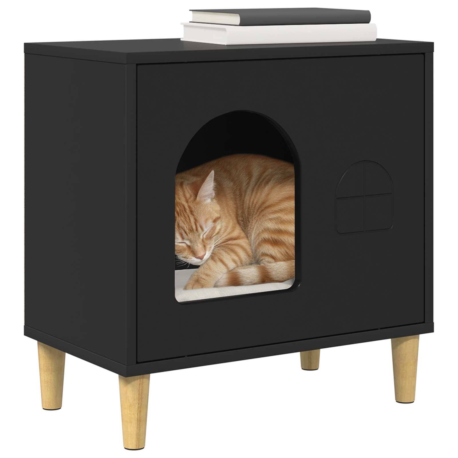 Vidaxl - Maison pour chat Noir 51 x 30 x 52 cm Bois d'ingénierie vidaXL 8000663 - Image 4