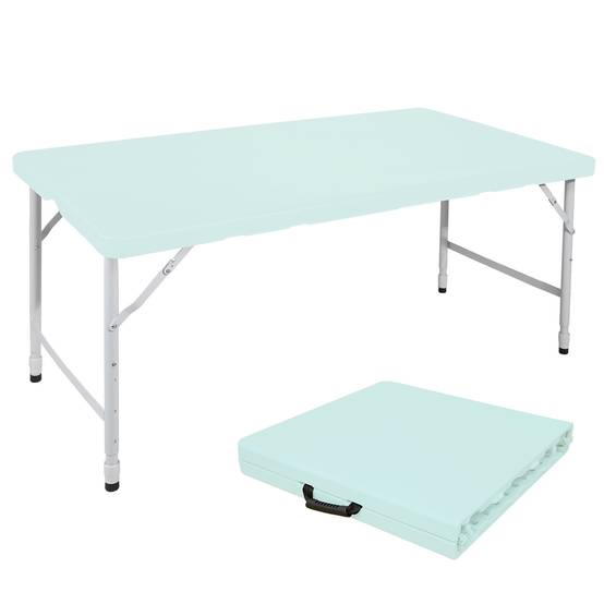 Table pliante robuste 125cm ajustable, usage camping intérieur extérieur charge 135kg bleu - Image 1