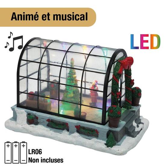 Sans Marque - Village de Noël lumineux et animé serre Père Noël - Image 3