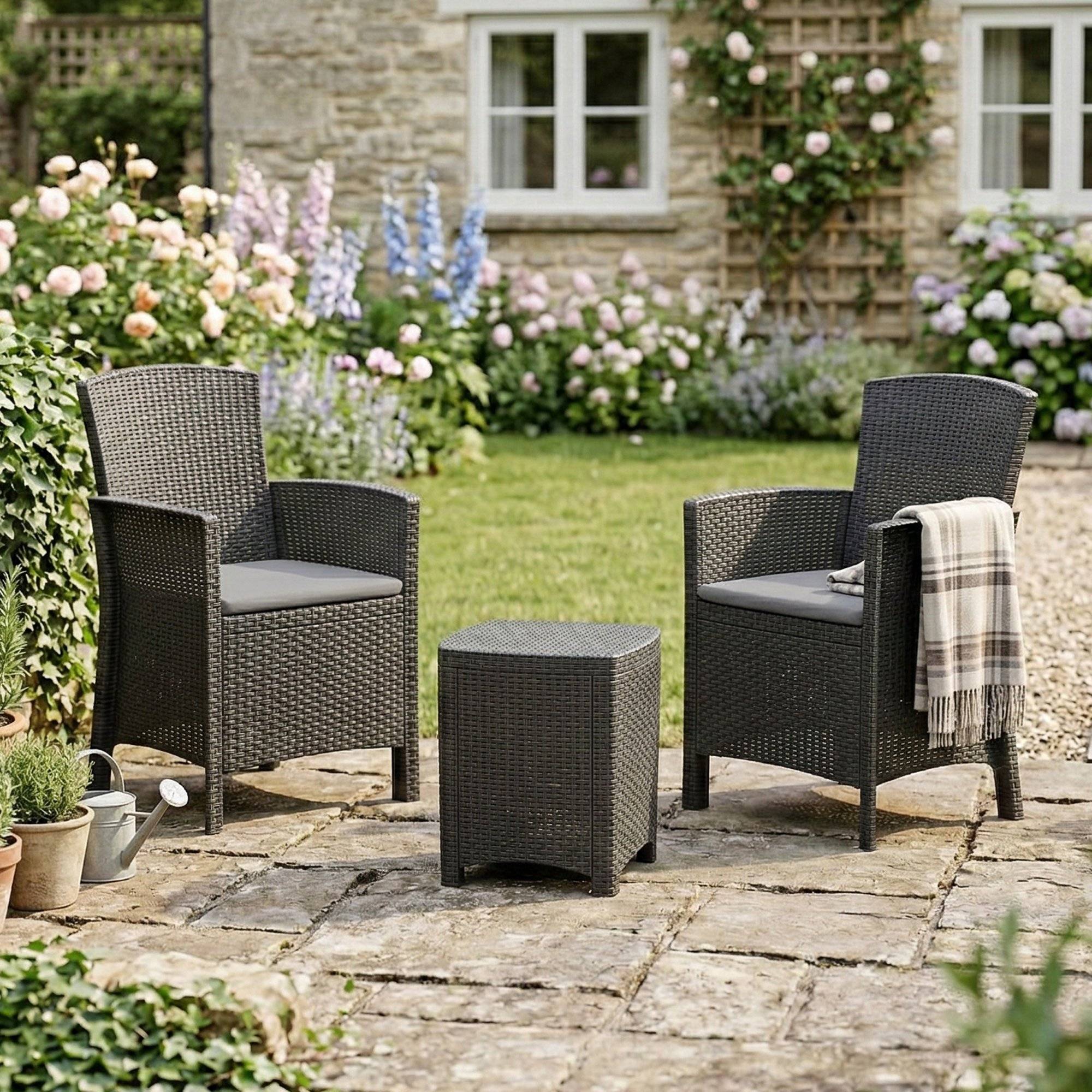 Dmora - Set salon d'extérieur Jupiter, Salon d'extérieur, Kit terrasse ou jardin, Composition d'un salon d'extérieur, Made in Italy, Anthracite - Imagen 2
