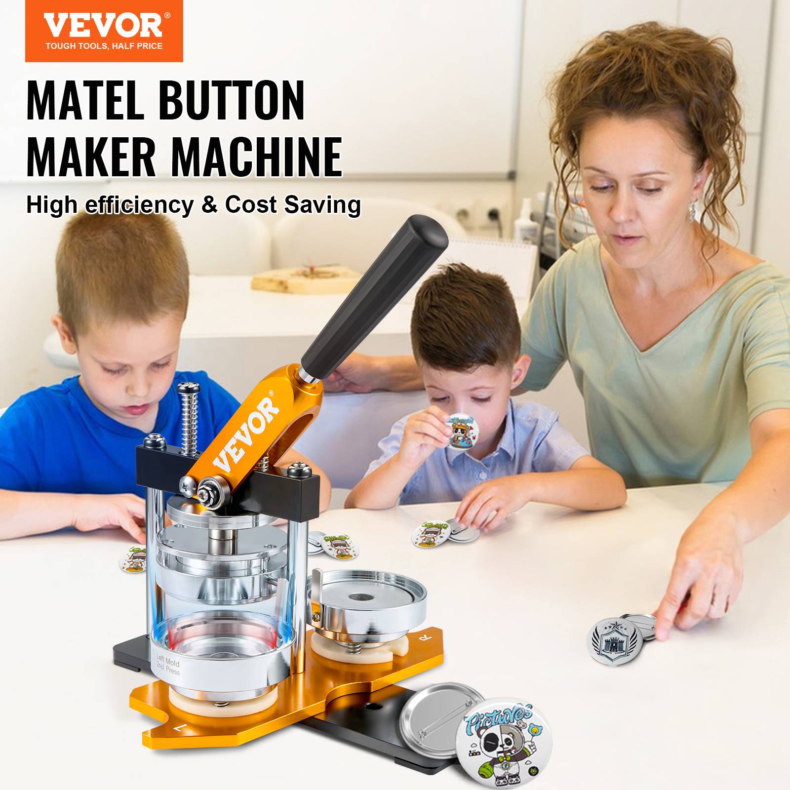 Vevor - VEVOR Machine à Badges Presse Badge à Épingle de 75 mm avec 100 Kits de Boutons - Image 2