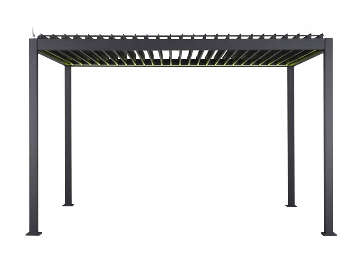 Hesperide - Kit pergola bioclimatique électrique Evora Graphite 4 x 3 m Hespéride + 2 stores 4 m - Image 2