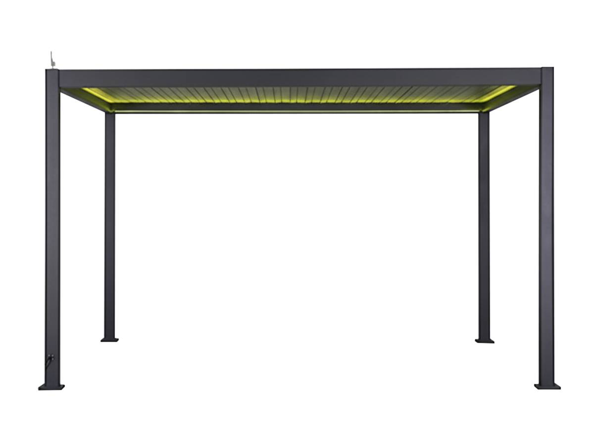 Hesperide - Kit pergola bioclimatique électrique Evora Graphite 4 x 3 m Hespéride + 2 stores 4 m - Image 3