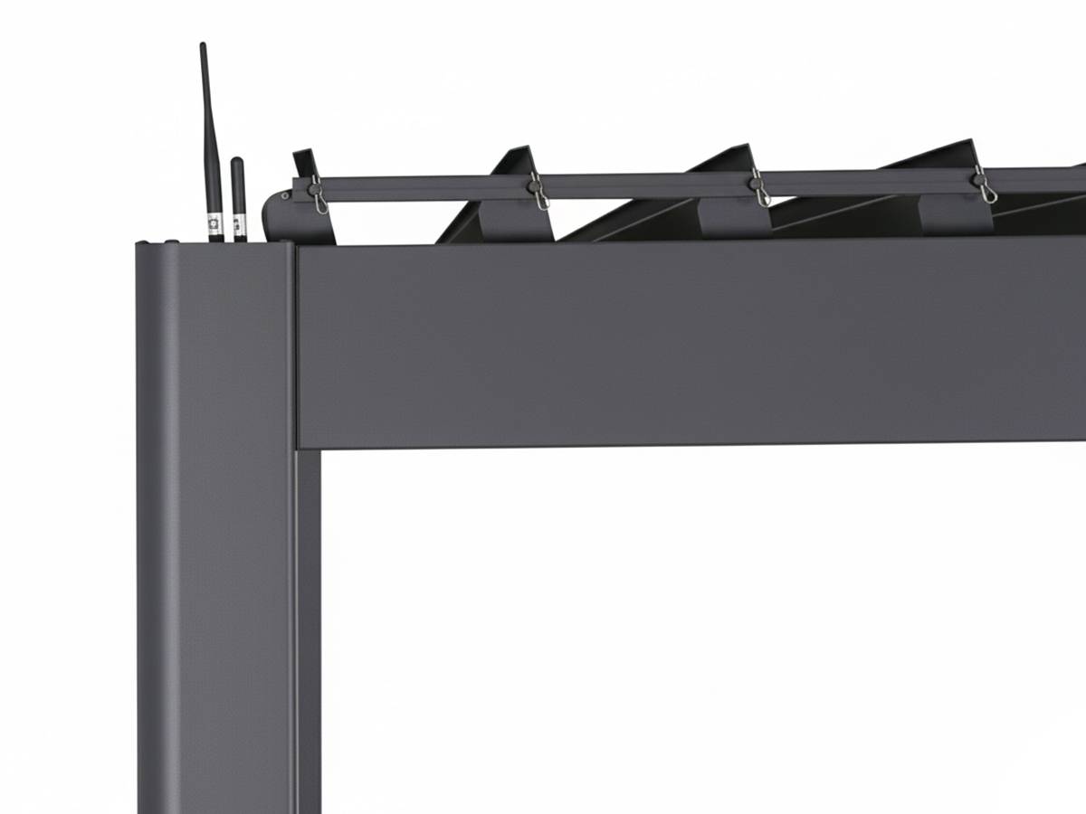 Hesperide - Kit pergola bioclimatique électrique Evora Graphite 4 x 3 m Hespéride + 2 stores 4 m - Image 6