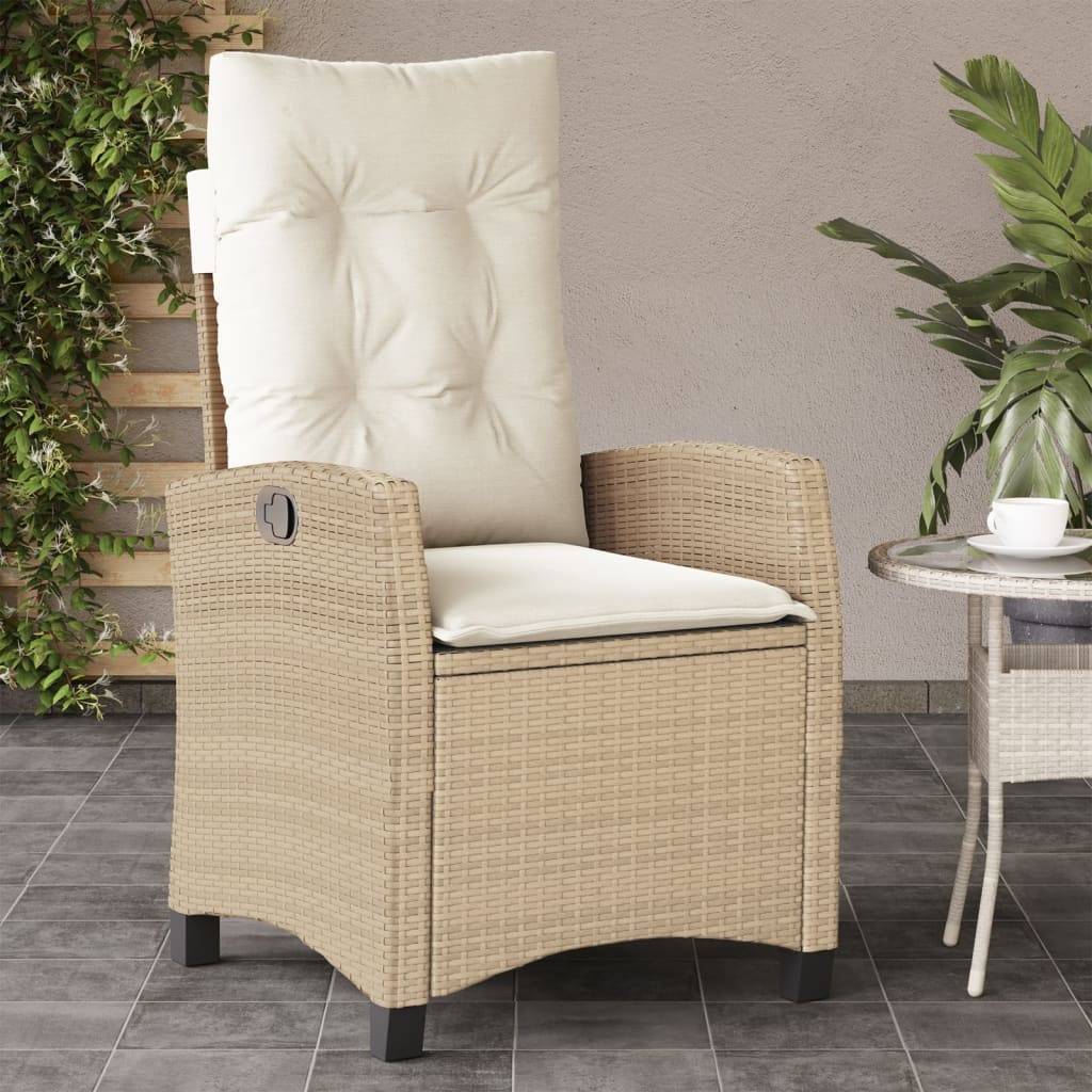 Lot de 2 Chaises de jardin inclinables - Chaises d'extérieur - Fauteuils d'extérieur et coussins beige rotin - MEUBLE PRO - Image 3