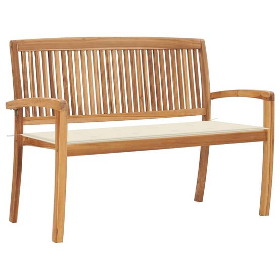 PANGIVO - Banc de jardin bois de teck crème 128.5 x 57.5 x 90 cm - PANGIVO - Image 1