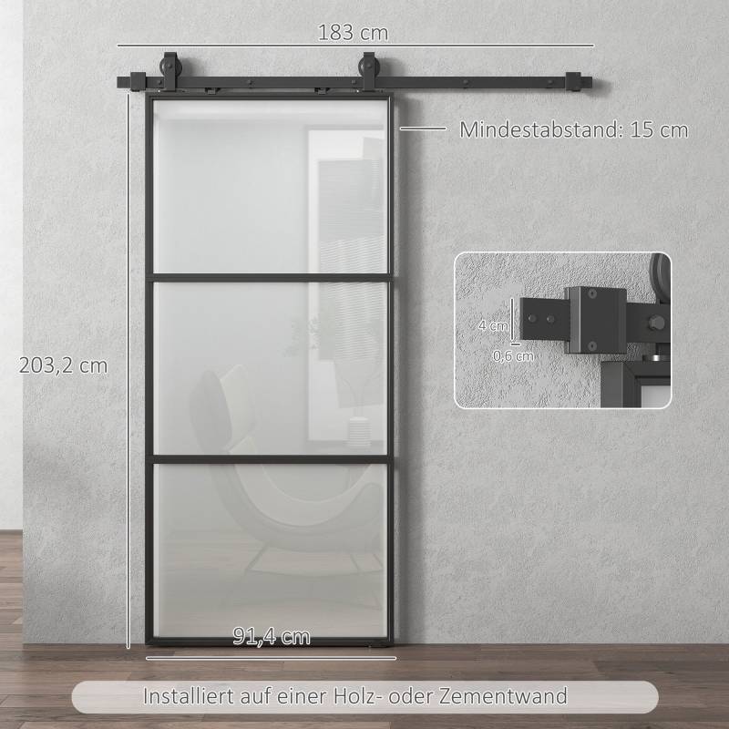 Porte Coulissante FIP Verre Dépoli 60x210 Cm - Chariots Capacité 120 Kg