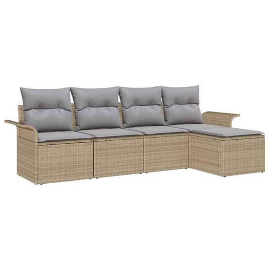 Salon de Jardin 5 Places Beige – Résine Tressée Modulable, Coussins Confortables – ComfortXL Outdoor Living - Image 2