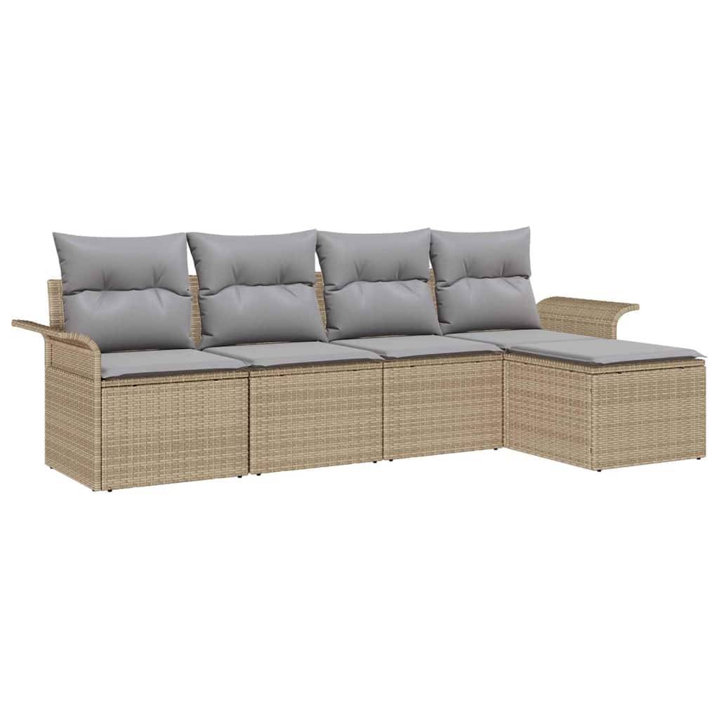 Salon de Jardin 5 Places Beige – Résine Tressée Modulable, Coussins Confortables – ComfortXL Outdoor Living - Image 2