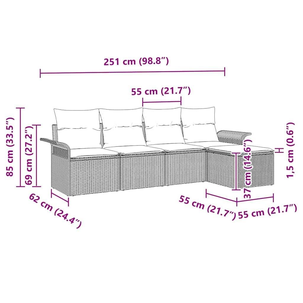 Salon de Jardin 5 Places Beige – Résine Tressée Modulable, Coussins Confortables – ComfortXL Outdoor Living - Image 4
