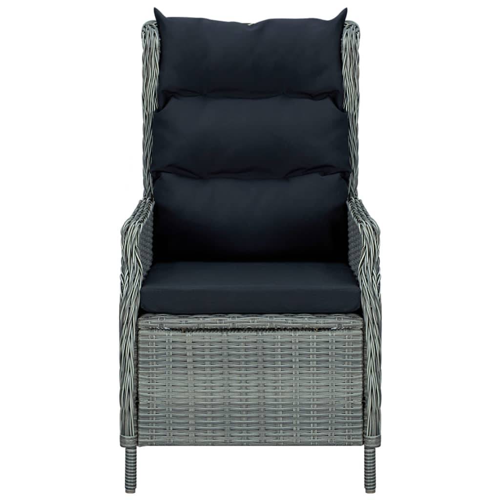 Salon de Jardin 4 Personnes Résine Tressée Ronde Gris Clair, Fauteuils Inclinables et Table 140cm – ComfortXL Outdoor Living - Image 4
