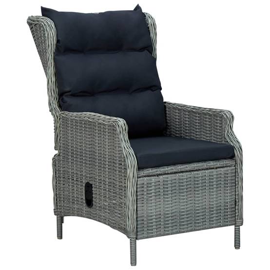 Salon de Jardin 4 Personnes Résine Tressée Ronde Gris Clair, Fauteuils Inclinables et Table 140cm – ComfortXL Outdoor Living - Image 3