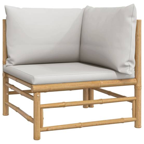 Canapés d'Angle Jardin Bambou 2 pcs Coussins Gris Clair Modulables – ComfortXL Outdoor Living - Image 4