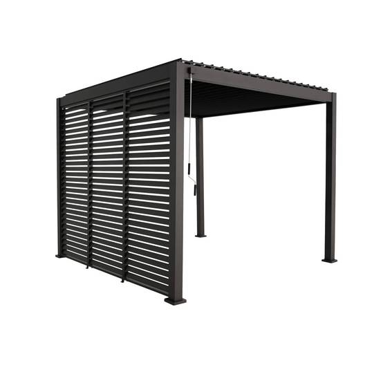 Pergola bioclimatique aluminium 3x3 m V2 lames orientables + 3 persiennes TRIOMPHE anthracite | sweeek - Image 2