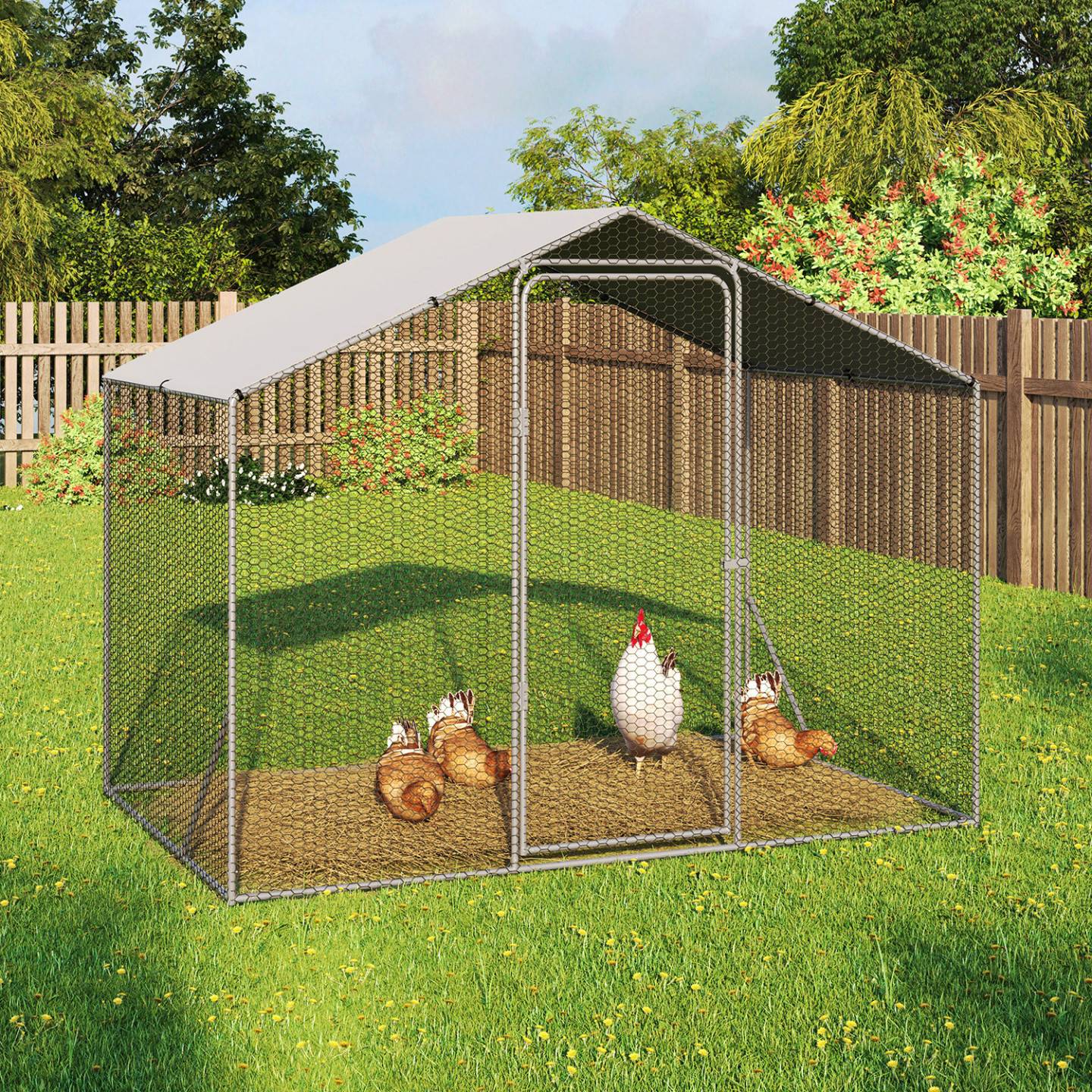 Enclos poulailler 3 m² parc grillagé 2,20x1,4 M acier galvanisé - Image 1